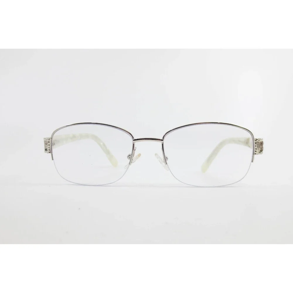 SP 4006 YG Silver White Marble Semi Rimless Eyeglass Frames 54-18-135